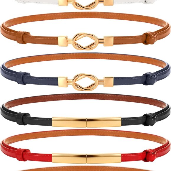Accessories - Elegant 6-Piece Women's Leather Belts Set - Adjustable & Stylish Accessories